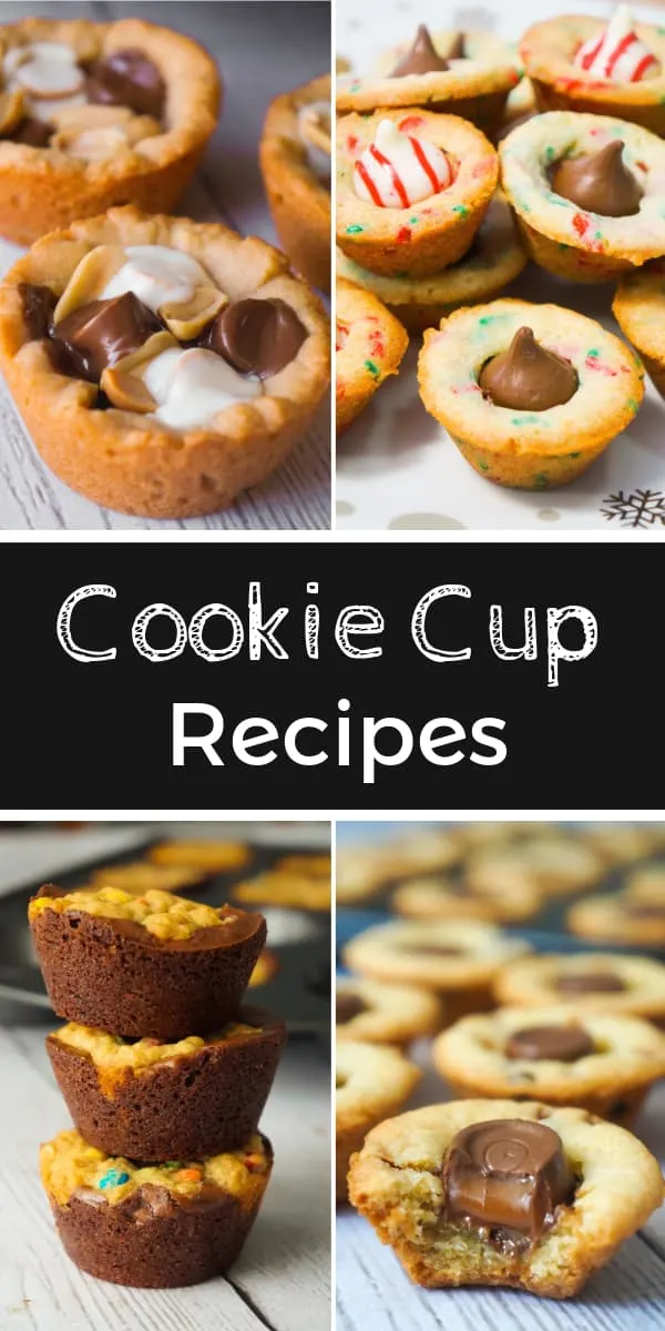 Cookie Cup Recipes. Peanut butter cookie cups, sugar cookie cups and brownie cookie cups.