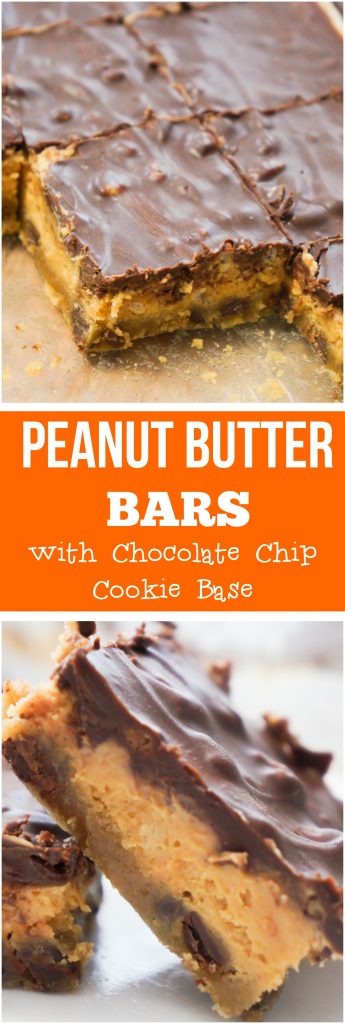 Easy dessert recipe with chocolate chip cookie base followed by a creamy peanut butter filling and topped with chocolate. These would make a great Christmas dessert.
