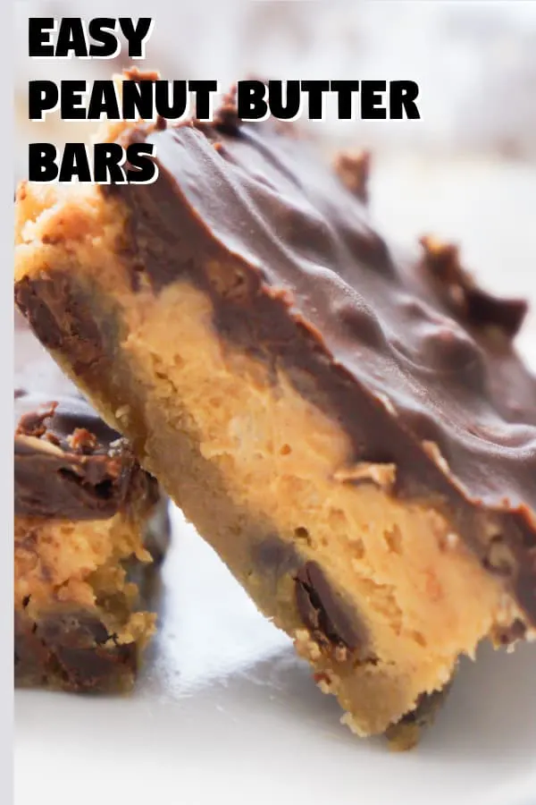 Peanut Butter Bars with a chocolate chip cookie base. Rice Krispies add texture to the peanut butter filling.