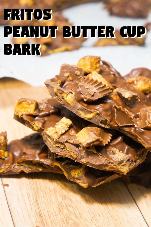 Easy Peanut Butter and Chocolate Dessert Recipe. This sweet and salty treat is loaded with Reese's Peanut Butter Cups and Fritos Corn Chips.