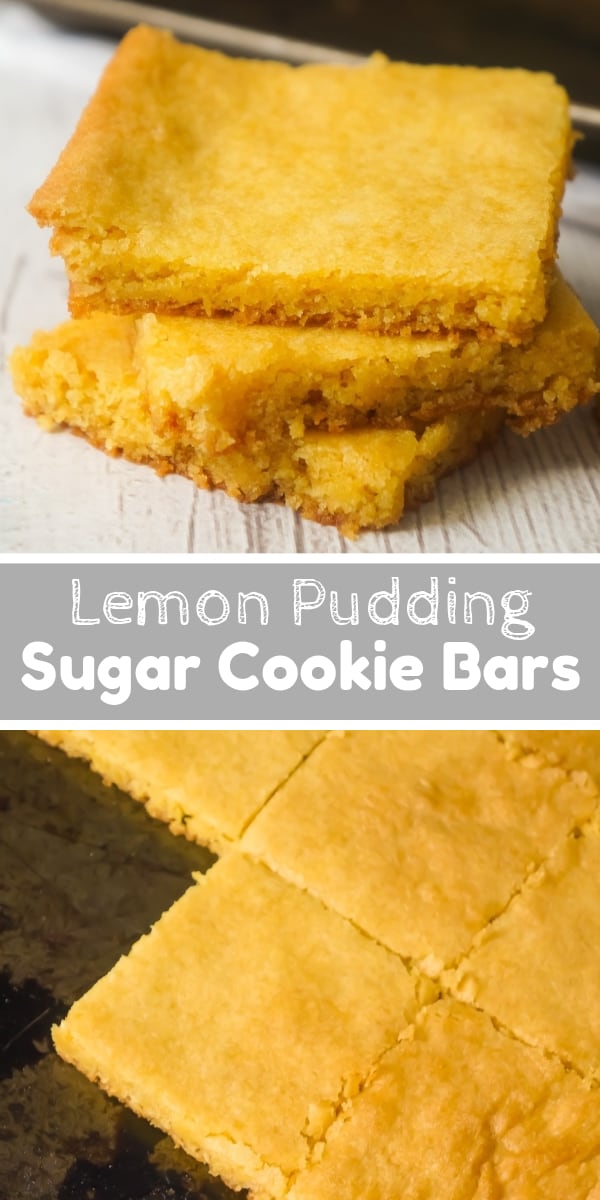Lemon Pudding Sugar Cookie Bars are an easy 4 ingredient dessert recipe. These soft, chewy cookie bars are made with Betty Crocker Sugar Cookie Mix and lemon instant pudding.