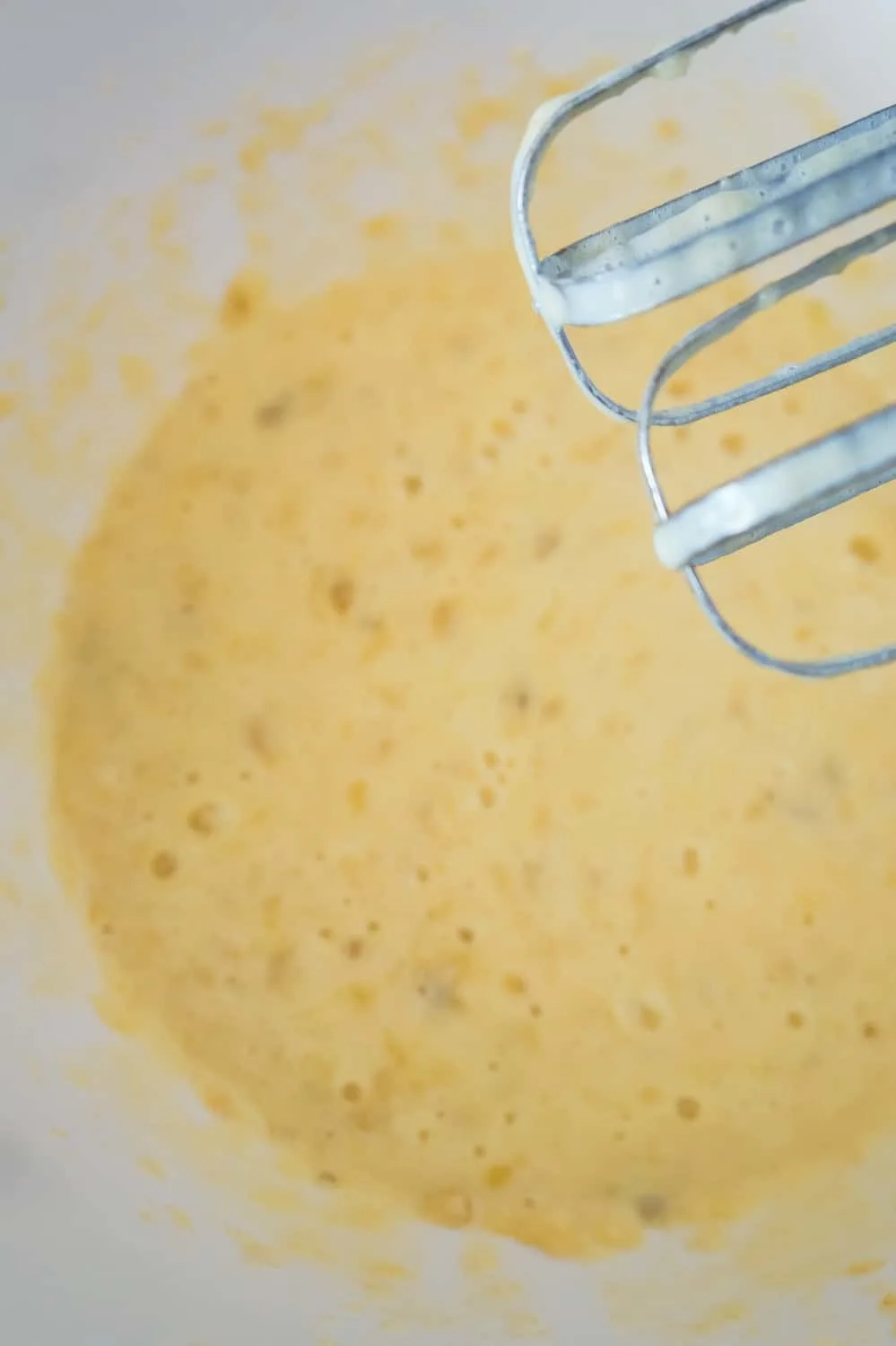 eggs and ripe bananas beaten together with electric mixer
