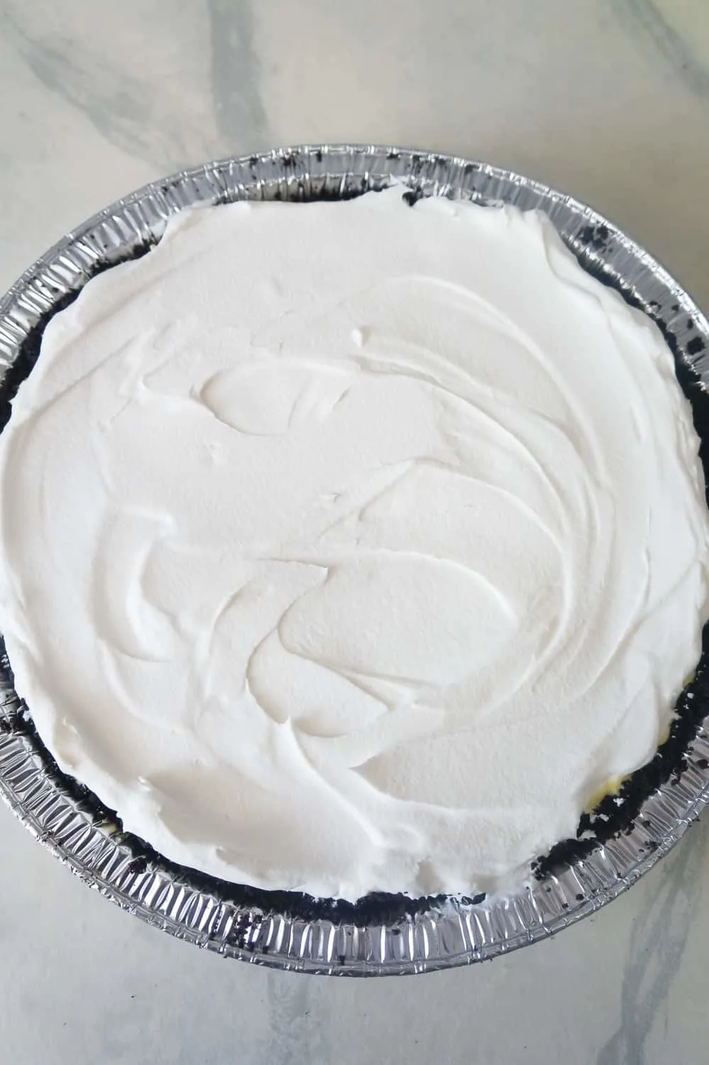 Cool Whip spread on top of no bake lemon pie