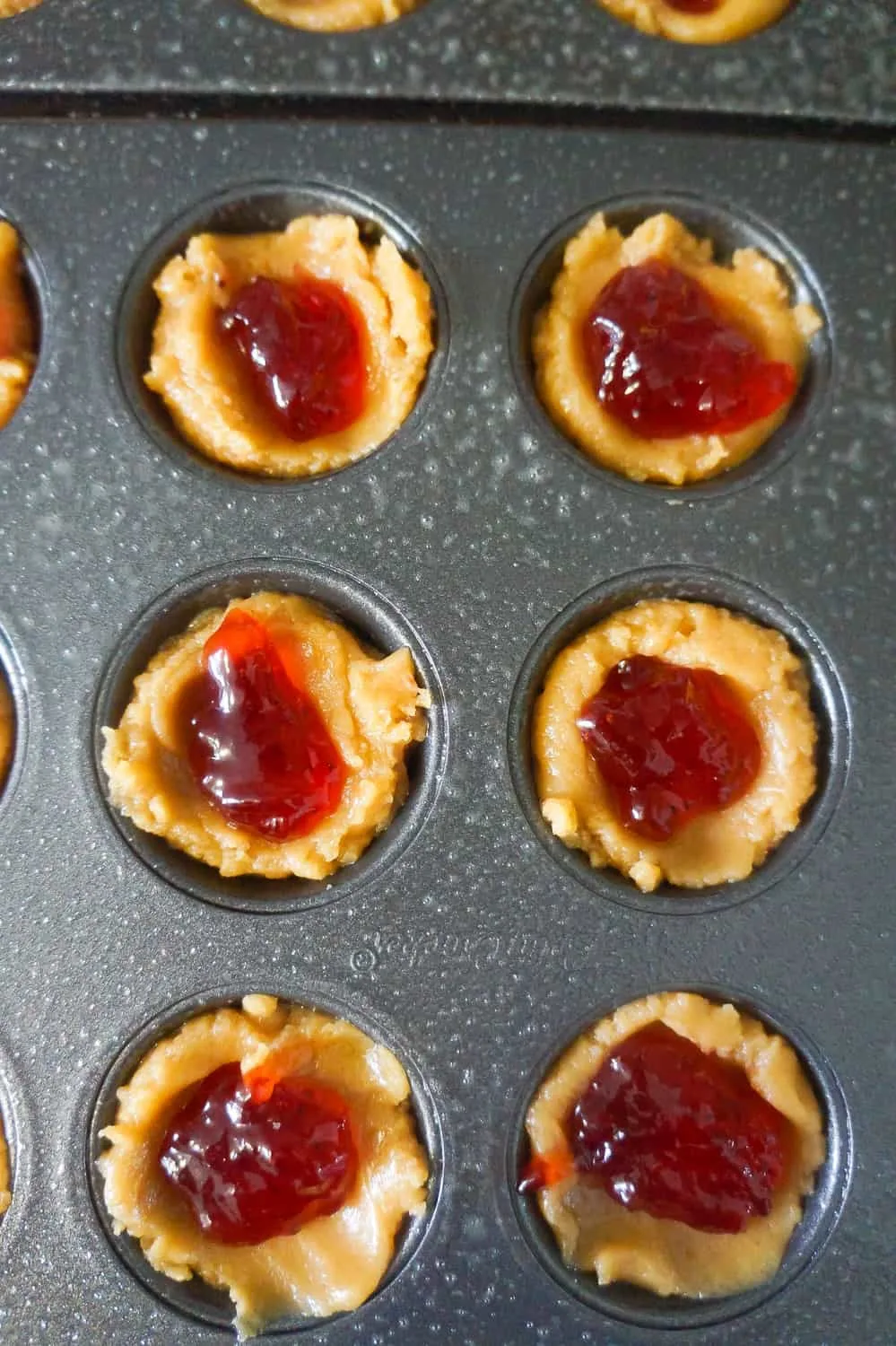 uncooked peanut butter and jelly blondie bites