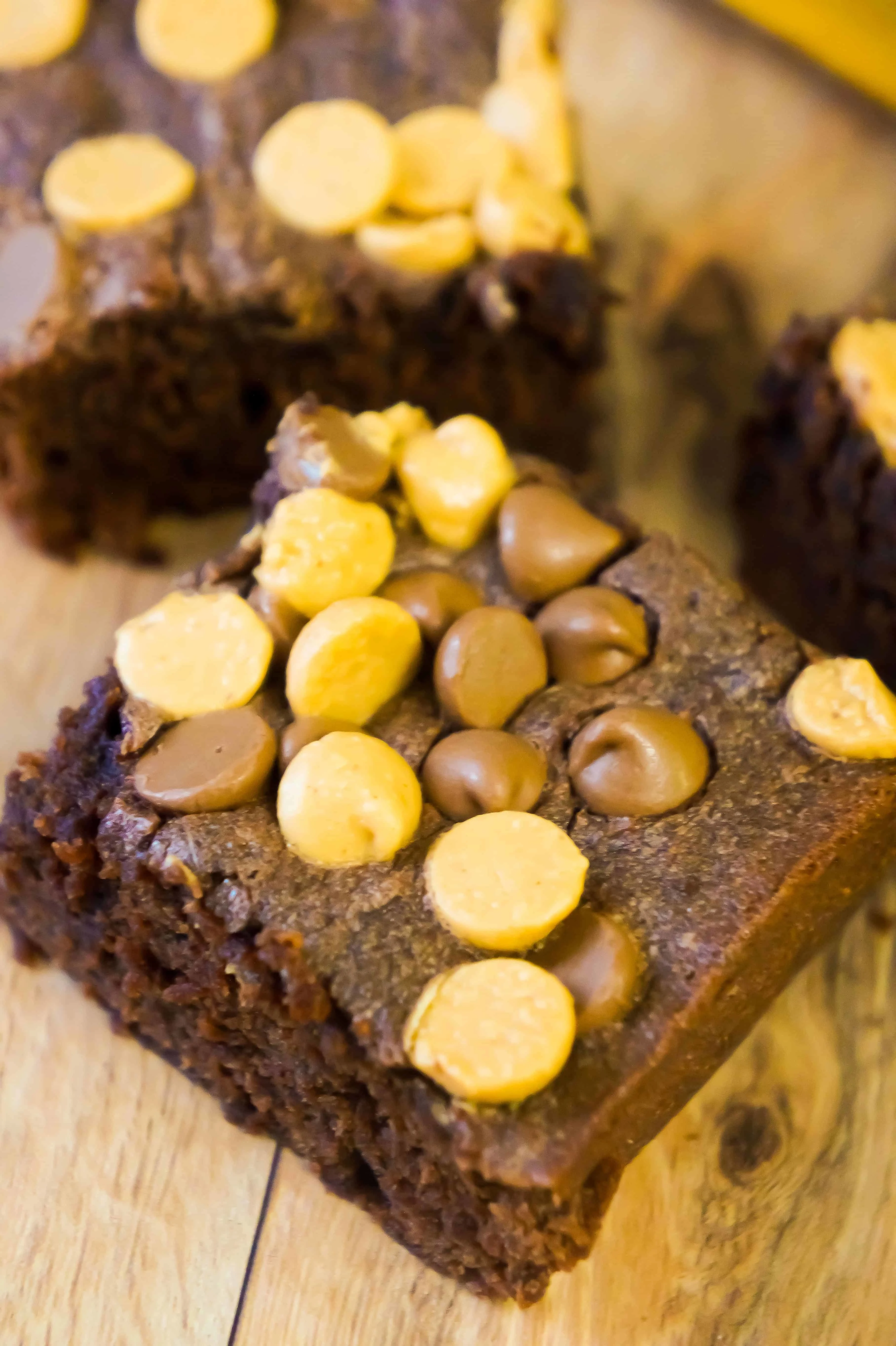 Peanut Butter Banana Brownies are an easy dessert recipe loaded with peanut butter and chocolate chips.