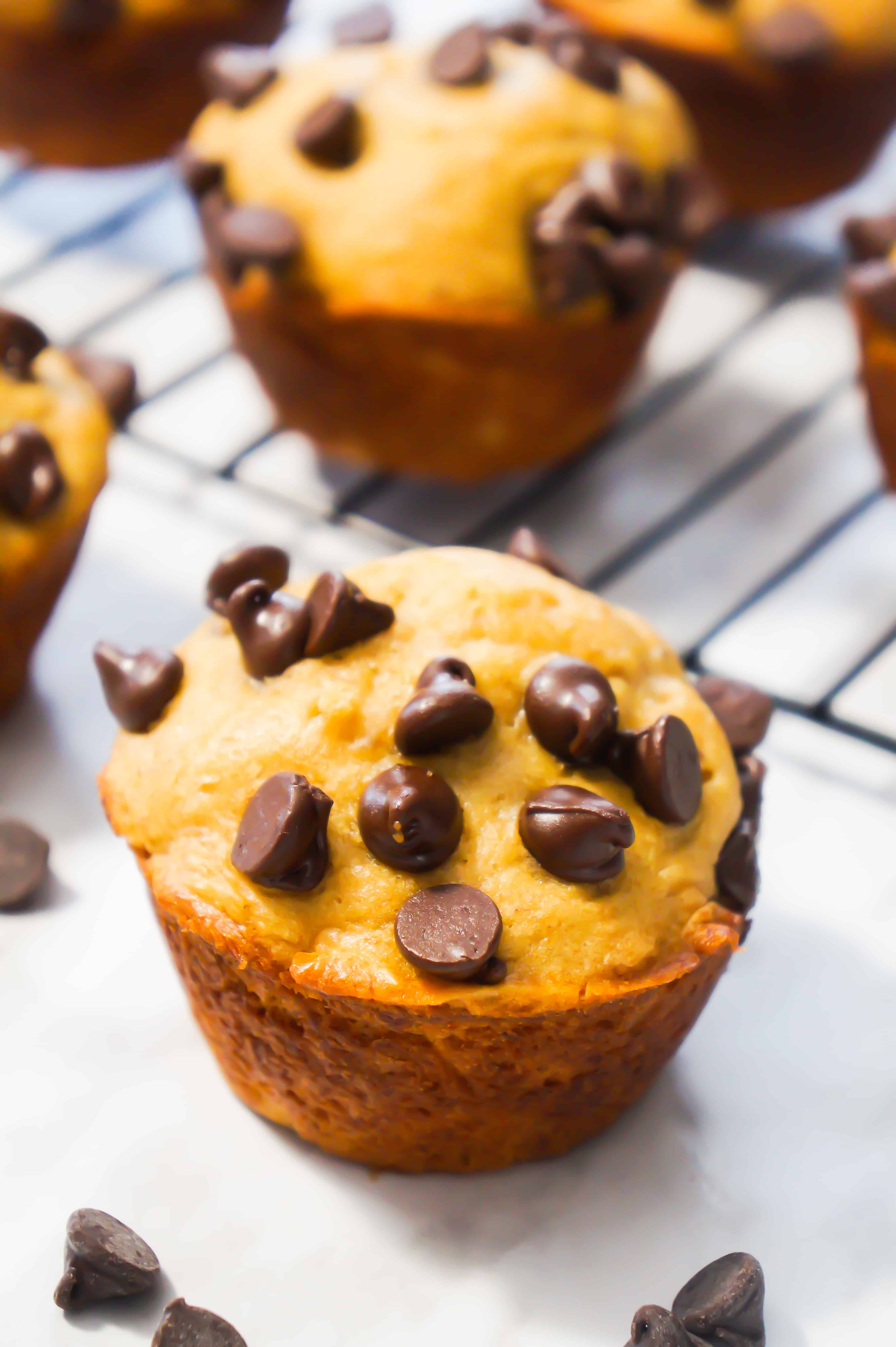 Peanut Banana Muffin with chocolate chips.