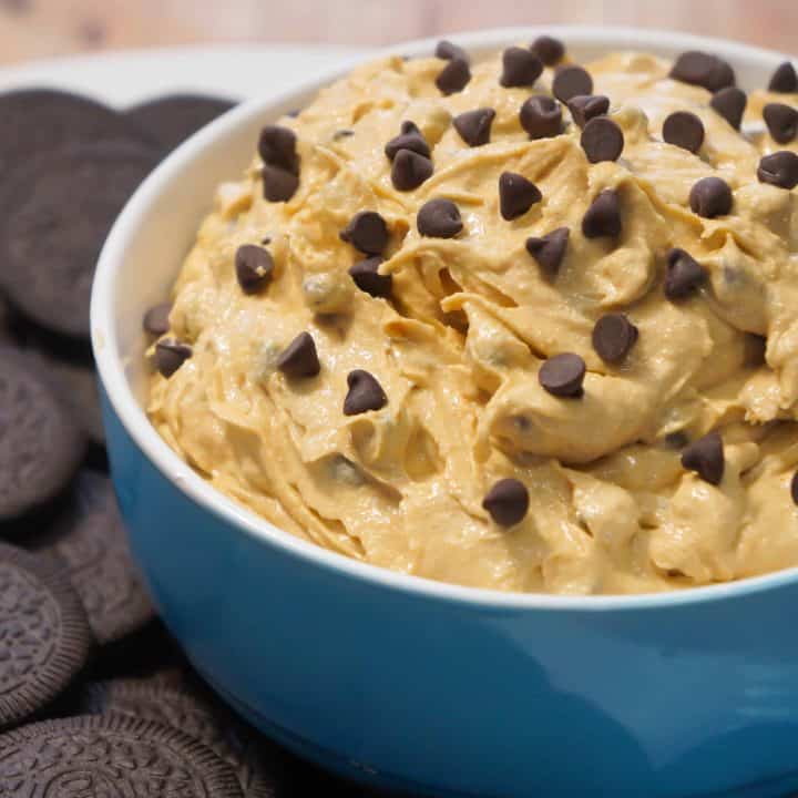 Peanut butter cookie dough dip with Oreos.