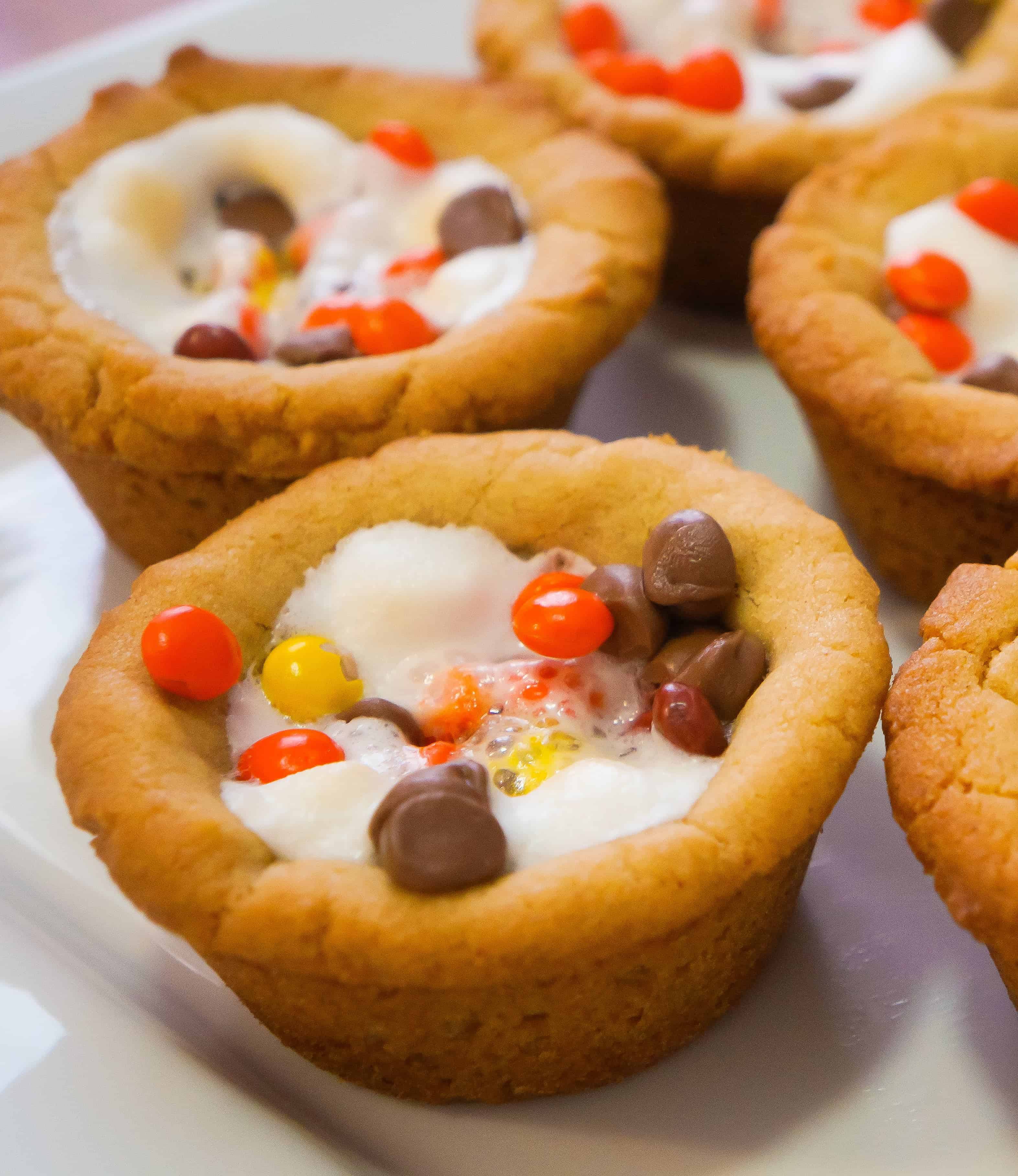 Peanut Butter Cookie Cups with Reese's Pieces