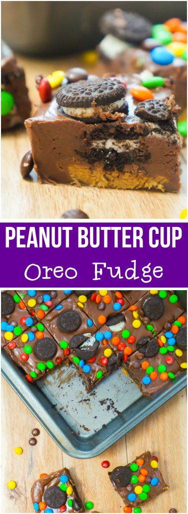 Peanut Butter Cup Oreo Fudge. Easy microwave fudge recipe.