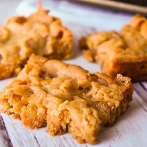 Peanut Butter Marshmallow Cookie Bars are an easy and delicious dessert. These peanut butter cookie bars are soft and chewy and loaded with Skor bits.