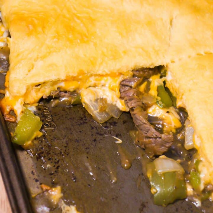 Philly cheese steak crescent bake is an easy dinner recipe.