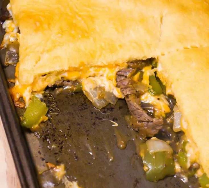 Philly cheese steak crescent bake is an easy dinner recipe.