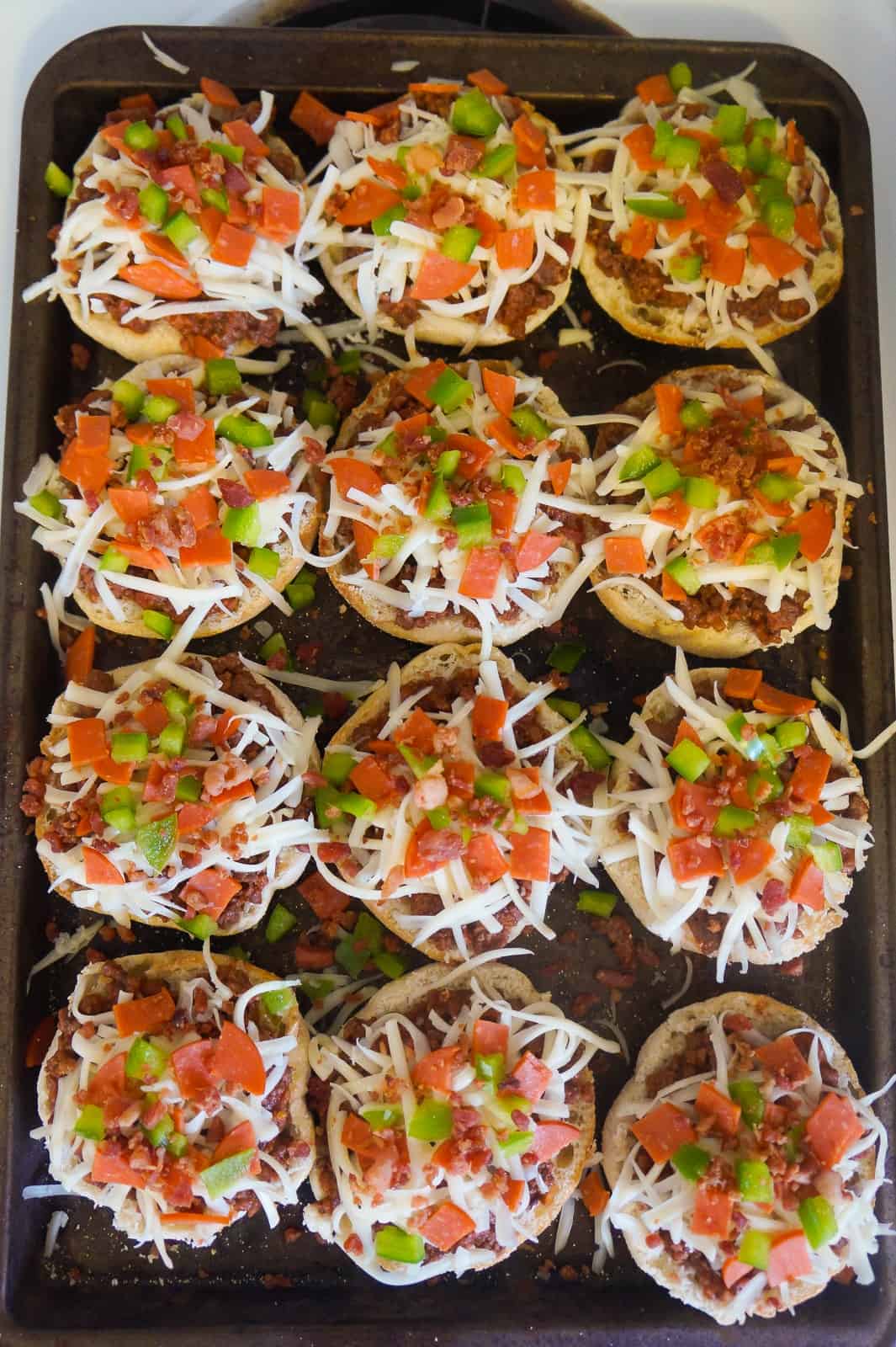 english muffin pizza burgers before baking