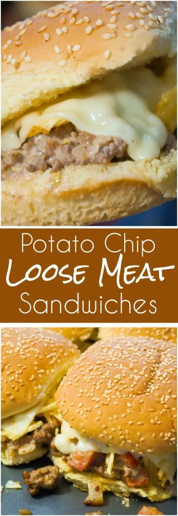 Potato Chip Loose Meat Sandwiches are an easy dinner recipe and fun change from the classic burger. These ground beef sandwiches are loaded with potato chips and Swiss Cheese.