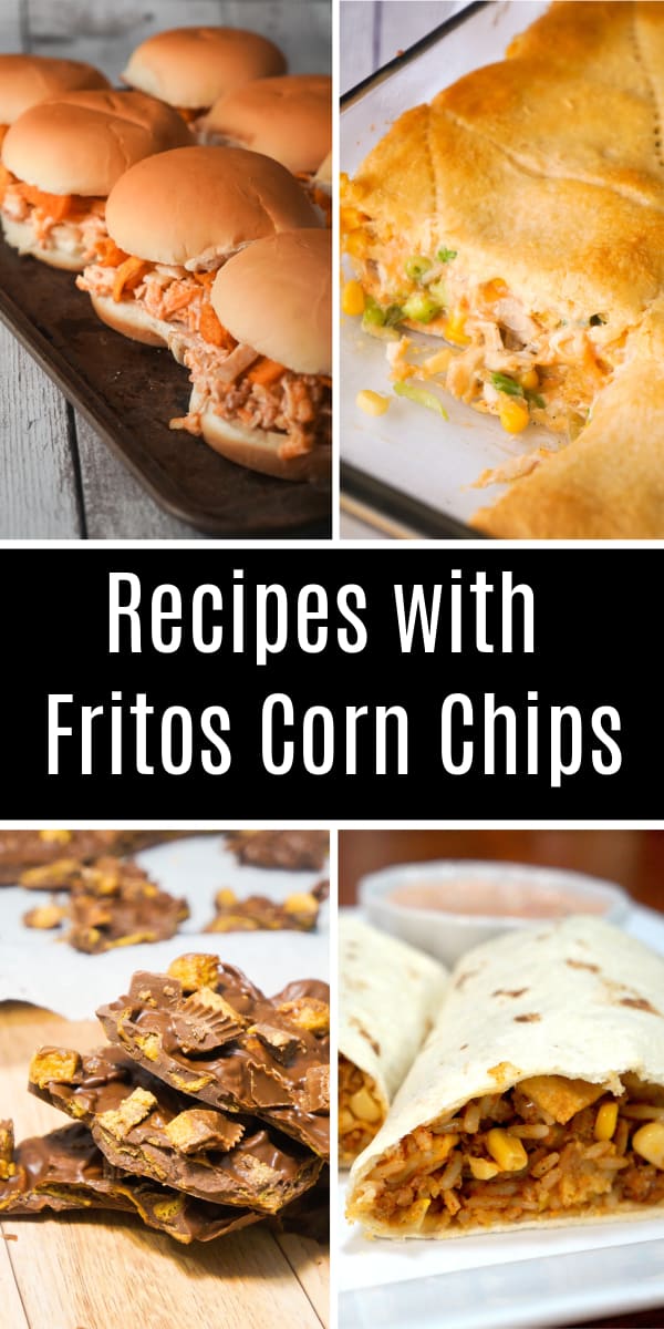 Recipes with Fritos Corn Chips. A variety of recipes using Fritos corn chips, including a casserole, sandwiches and chocolate peanut butter bark.