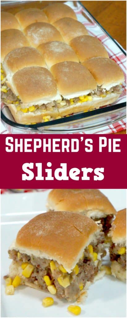 Shepherd's Pie Sliders are an easy dinner recipe loaded with ground beef, corn and mashed potatoes.