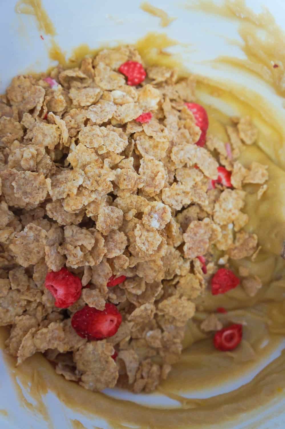 special K red berries cereal in blondie batter