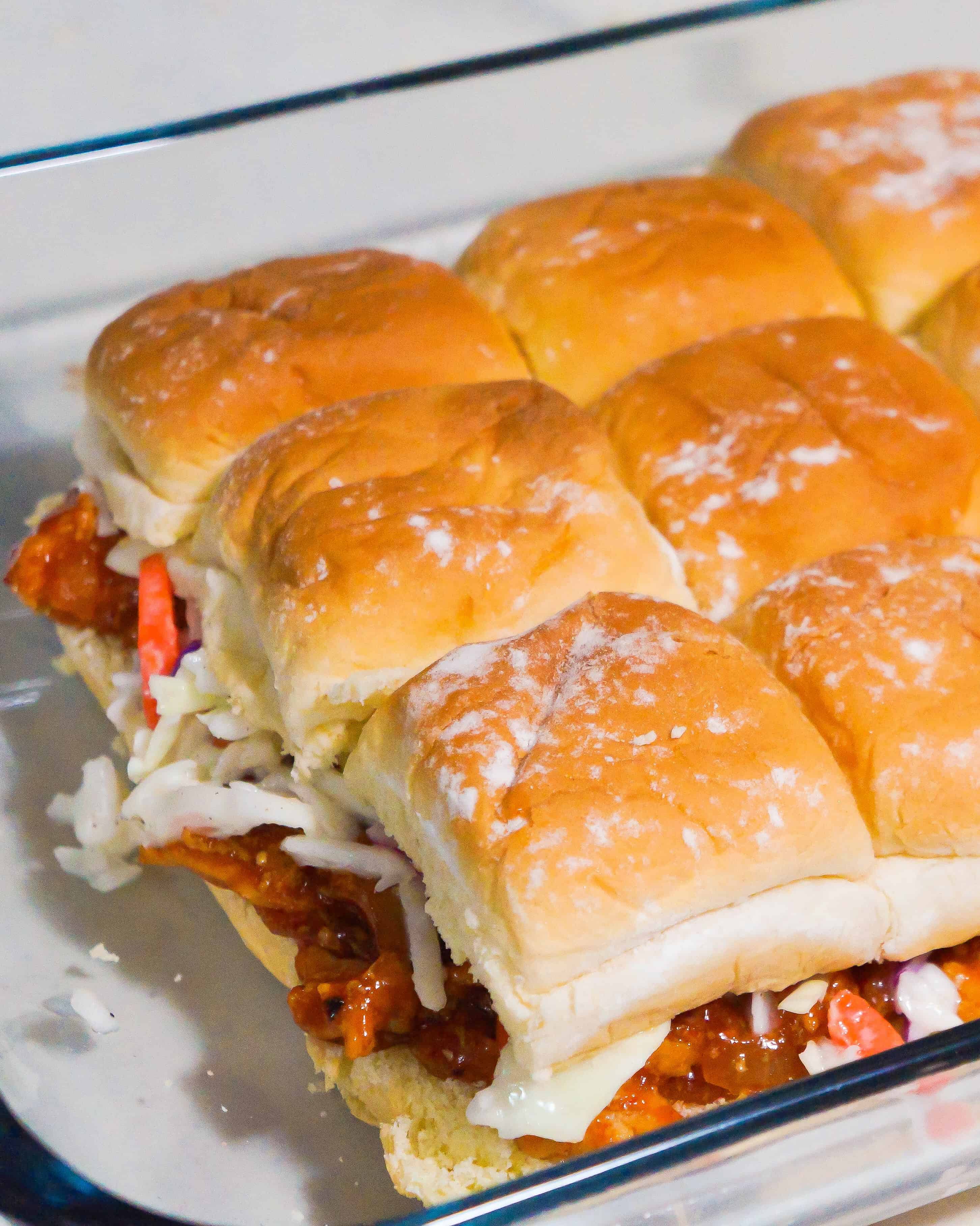 Sweet Chili BBQ Chicken Sliders. Perfect party food.