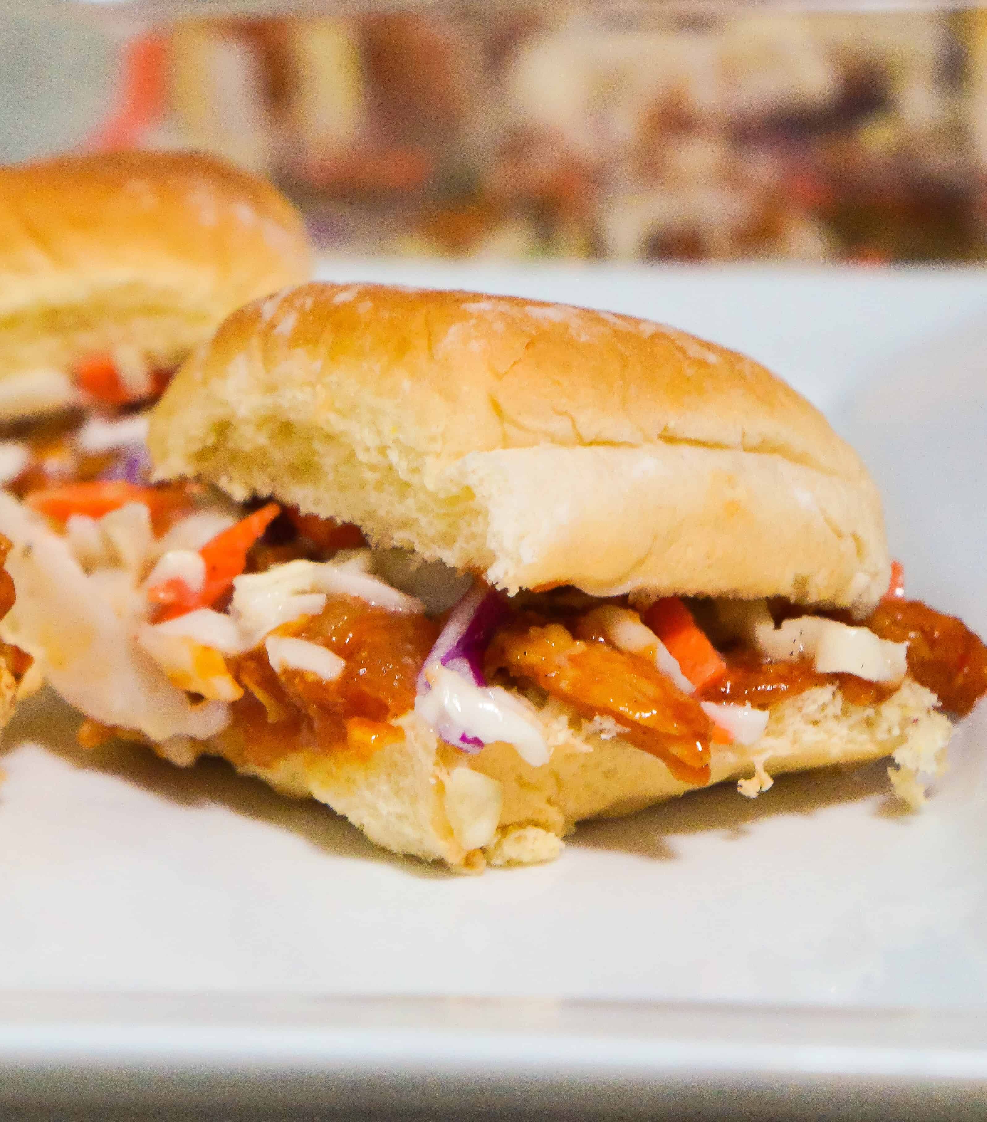 Sweet Chili BBQ Chicken Sliders. Perfect party food.