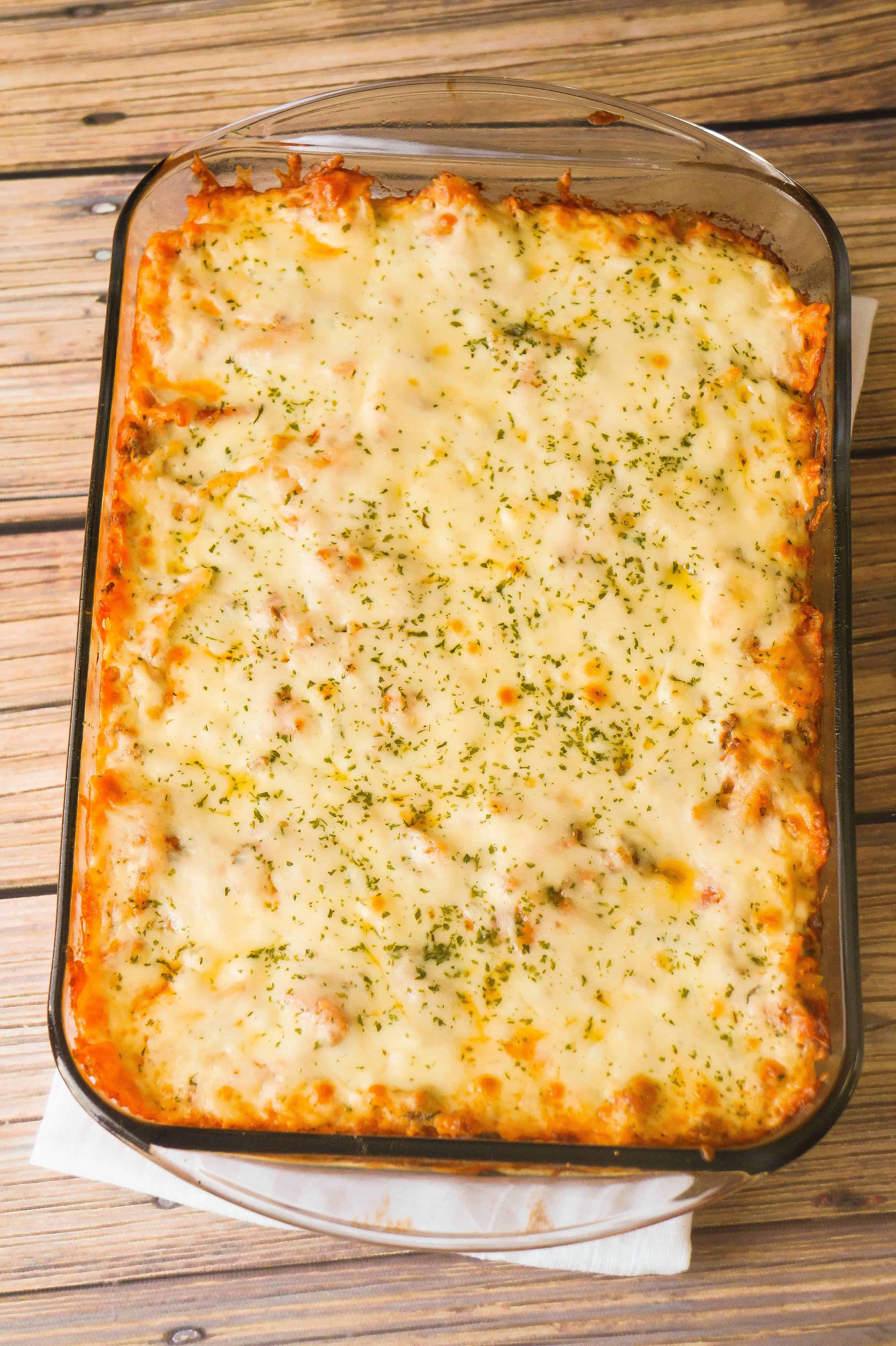 Lasagna Casserole is an easy ground beef dinner recipe