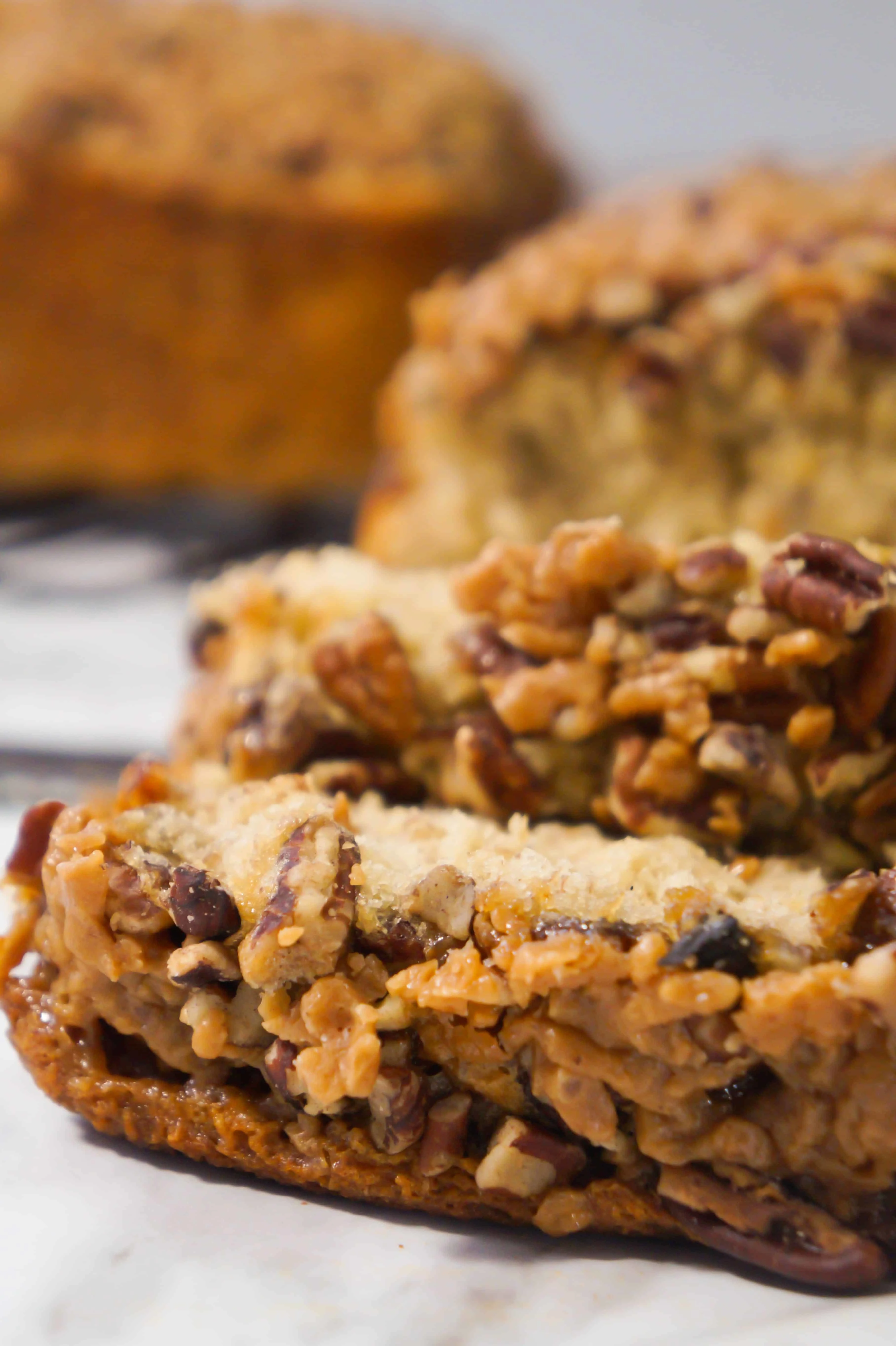 Sliced pecan banana bread