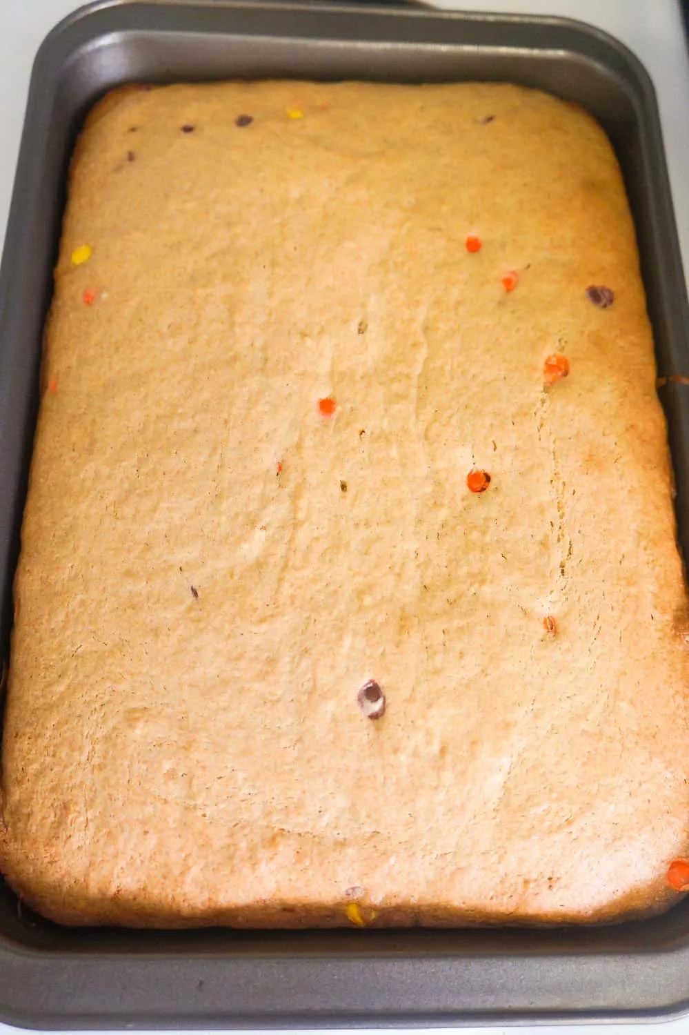 baked peanut butter banana sheet cake